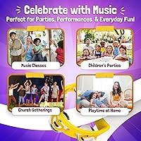 Vista 7 de Flexzion Half Moon - Juego de 4 panderetas musicales, rojo, amarillo, azul y verde, doble fila de metal con mango ergonómico