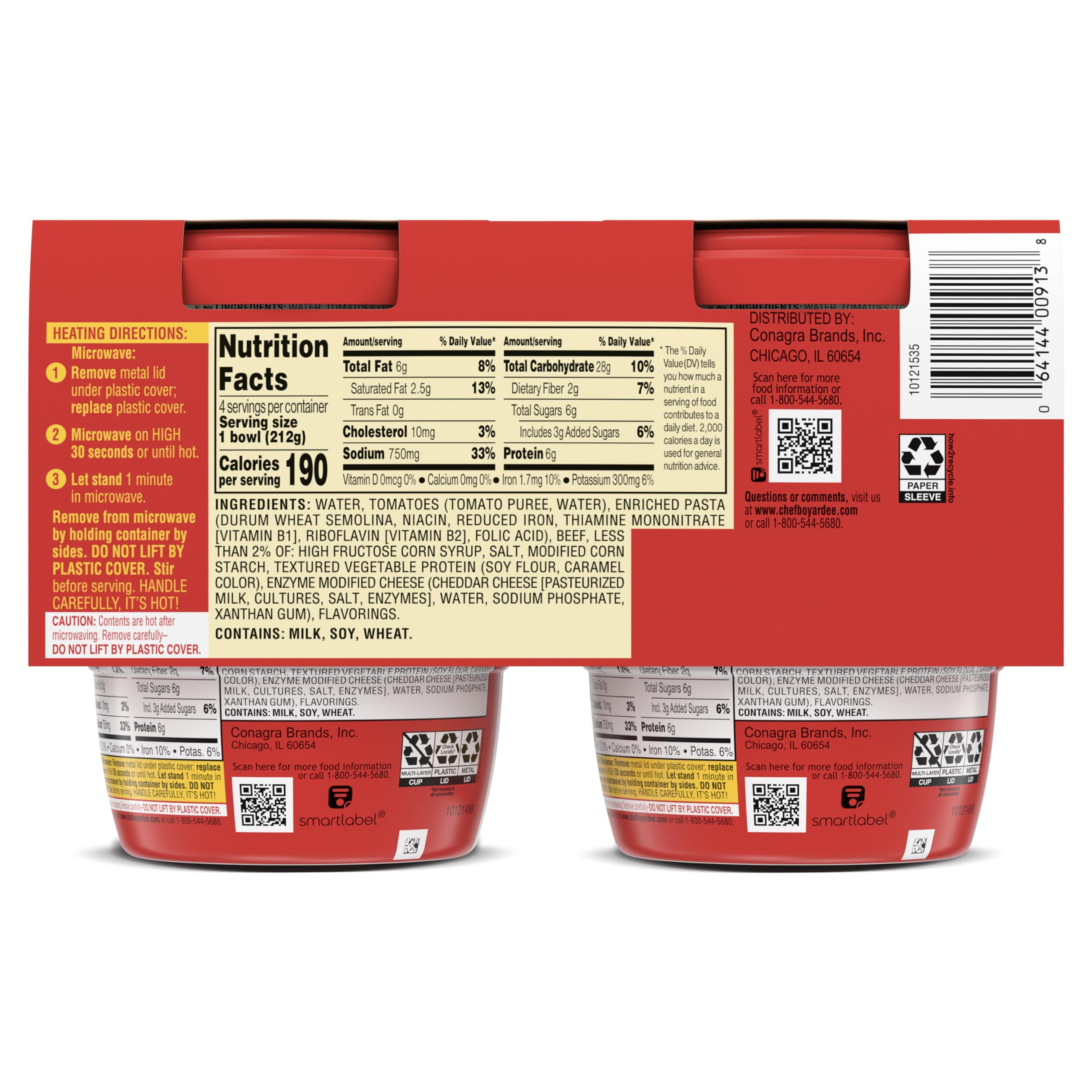 Chef Boyardee Beefaroni Microwave Meal 7 5 oz 4-Count — view 2