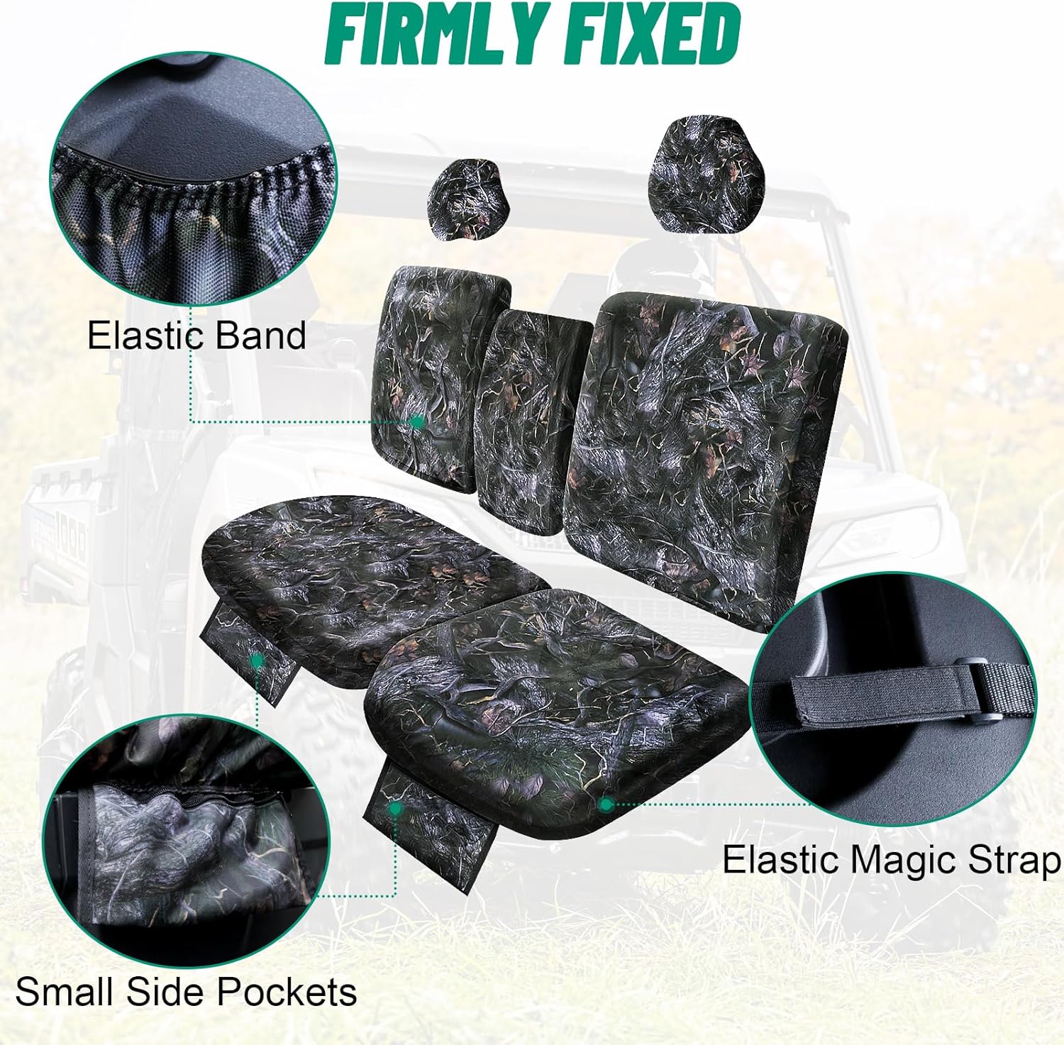 StarknightMT UTV Uforce 1000 Seat Covers, 1680D Waterproof Seat Cover Compatible with 2019-2024 CFMOTO UFORCE 1000, 2022 2023 2024 Uforce 1000 XL Front Seat UFORCE 1000 Accessories (Camo)