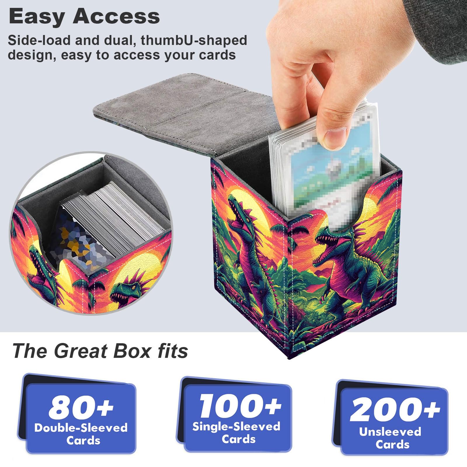 Amazon.com: GYSYZJDH Premium MTG Deck Box – Holds 120+ Sleeved Cards, PU  Leather Magnetic TCG Card Deck Box for MTG, Commander, and More, Spinosaurus  : Toys & Games