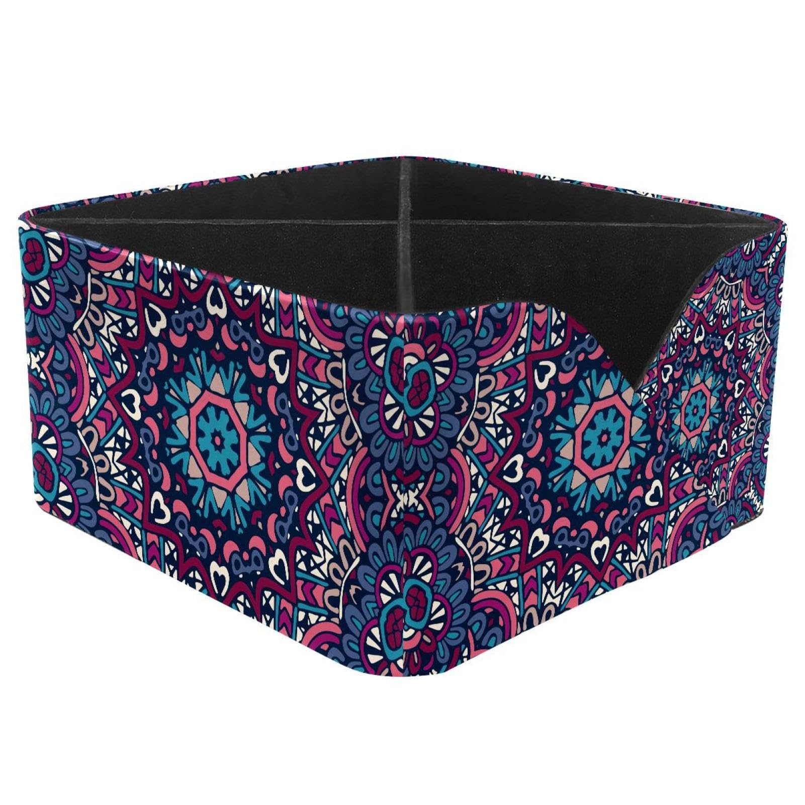 KengjuTesu Abstract Indian Tribal Flowers Vintage Ethnic Pattern Desktop Organizer Pen Holder, Rectangular Pencil Cup for Office, Study and Makeup Stations