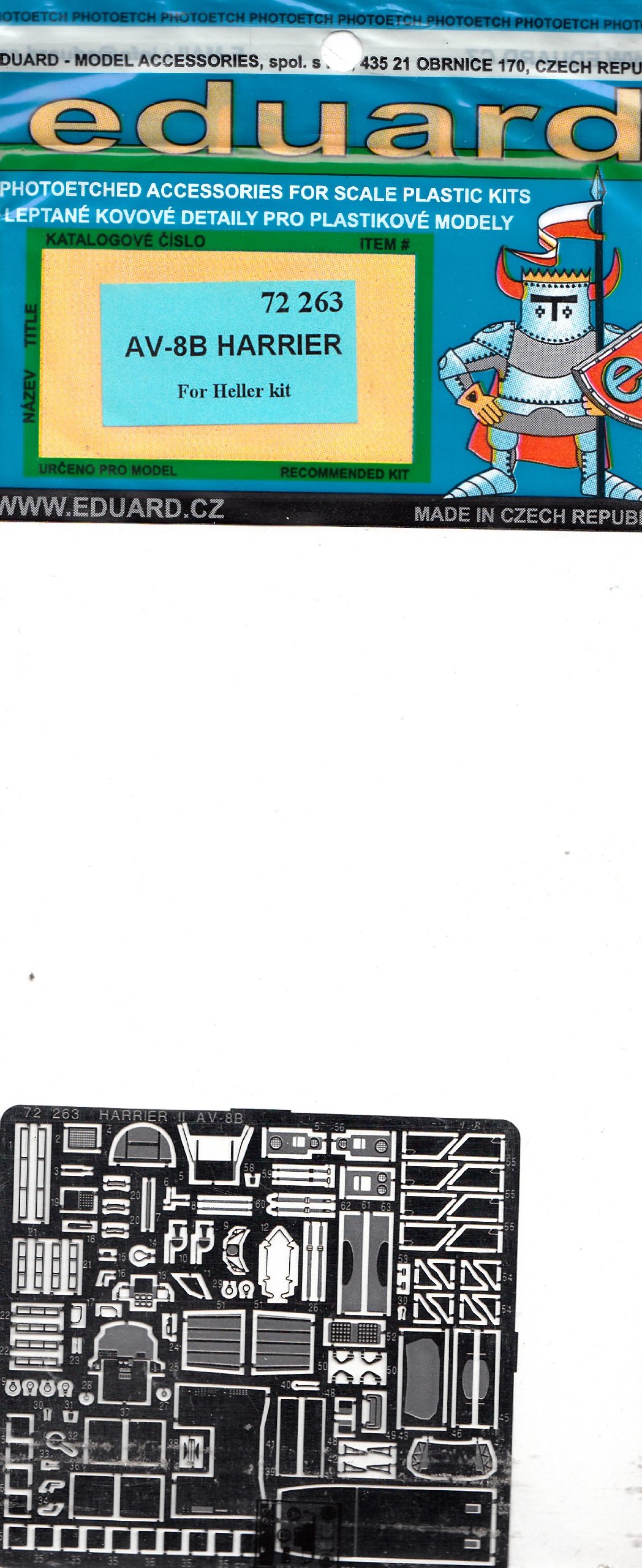 EduardEDU72263 1:72 PE - AV-8B Harrier Detail Set (for use with the Heller kit) MODEL KIT ACCESSORY