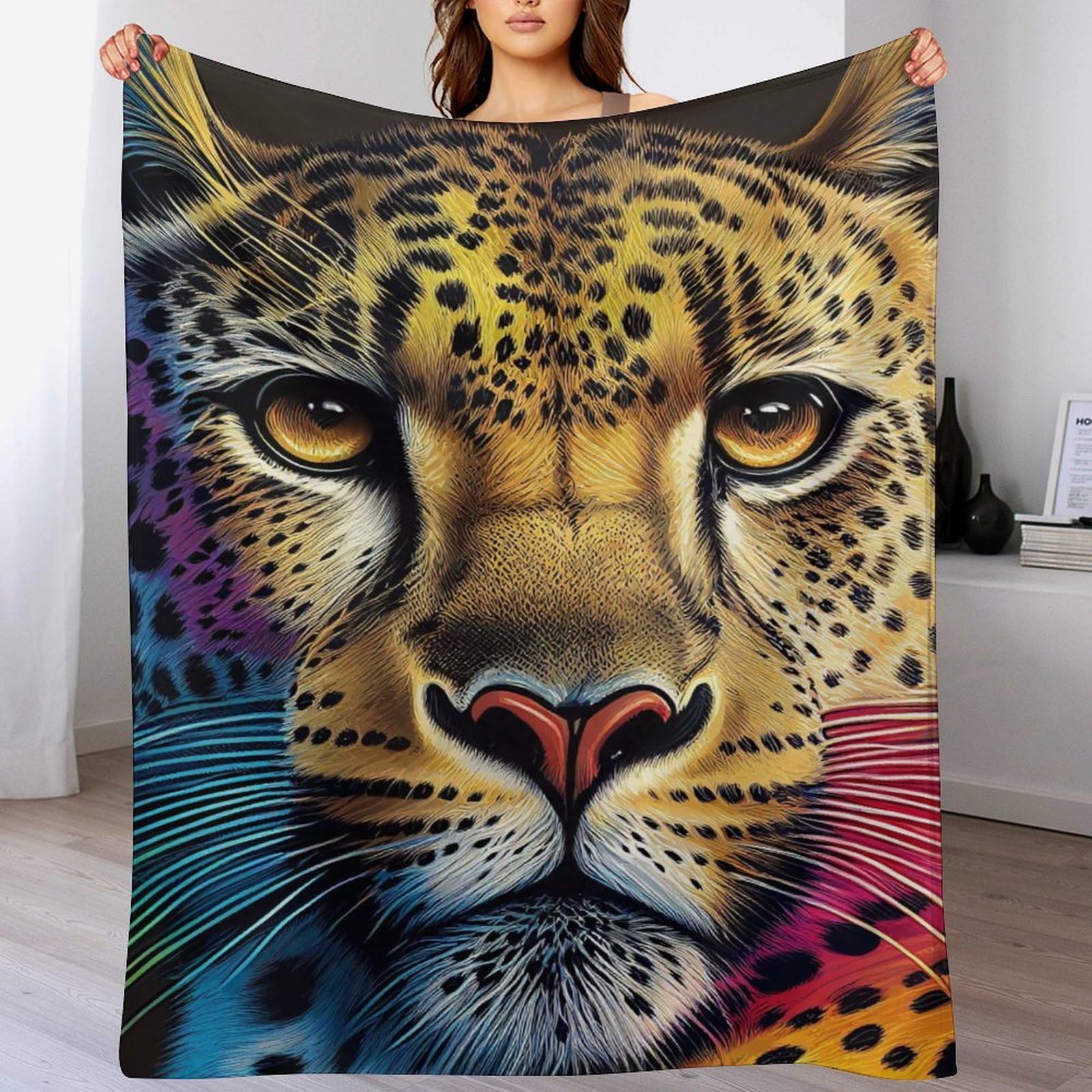 Couverture chaude flannel léopard pour stopper le froid au lit