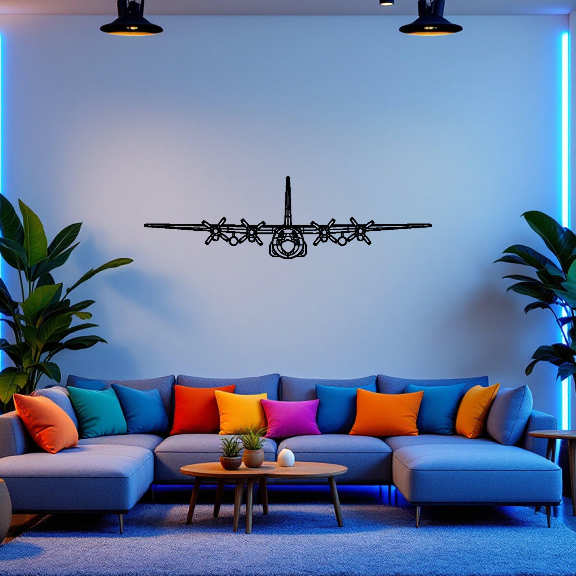 C-130H Hercules Front Airplane Silhouette Metal Wall Art, Home Decor, Birthday Gift, Aircraft Silhouette