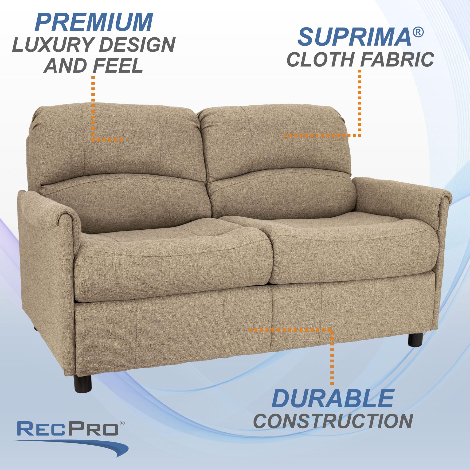 RecPro Charles 60 RV Sleeper Sofa With HideaBed RecPro