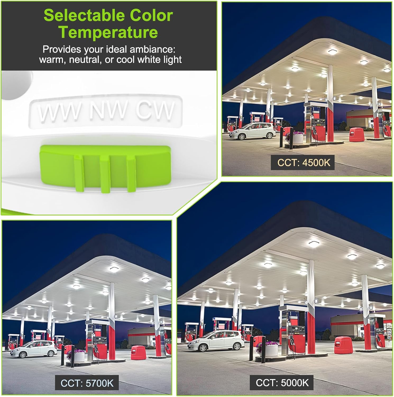 Horizontal Mount 80W LED Corn Light Bulb Color & Wattage Selectable LED Shoebox Retrofit Lamp 100-277V Rotatable E39 Mogul Base 150W-250W MH HPS HID Replacement DLC ETL Listed