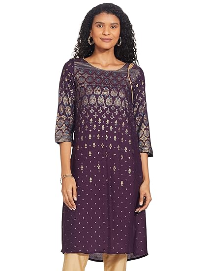 Aurelia Women's Rayon Printed Regular Kurta
