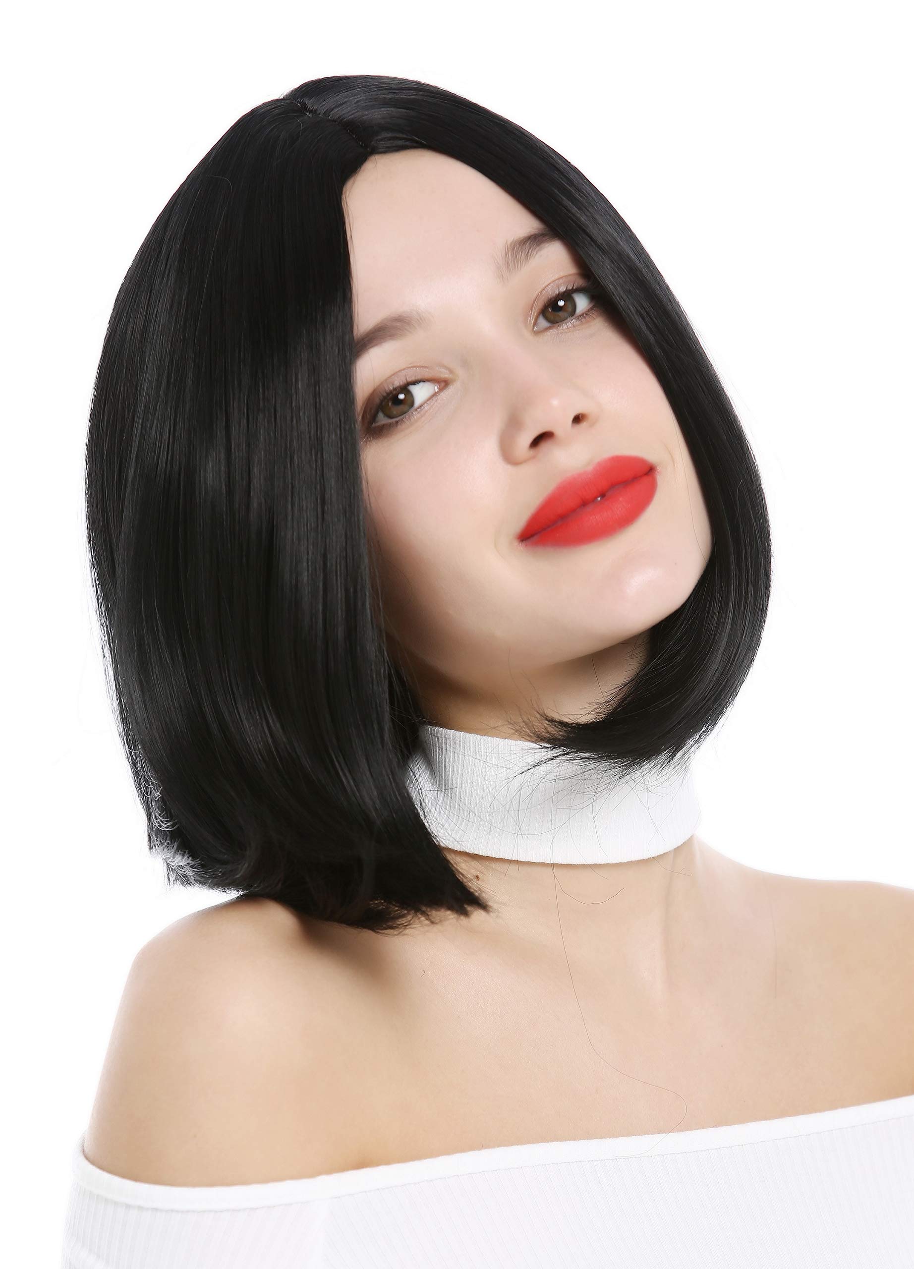 WIG ME UP - YZF-4367-1 Short Lady Wig concave Bob Longbob choppy cut middle-parting black, black (1) - Image 4