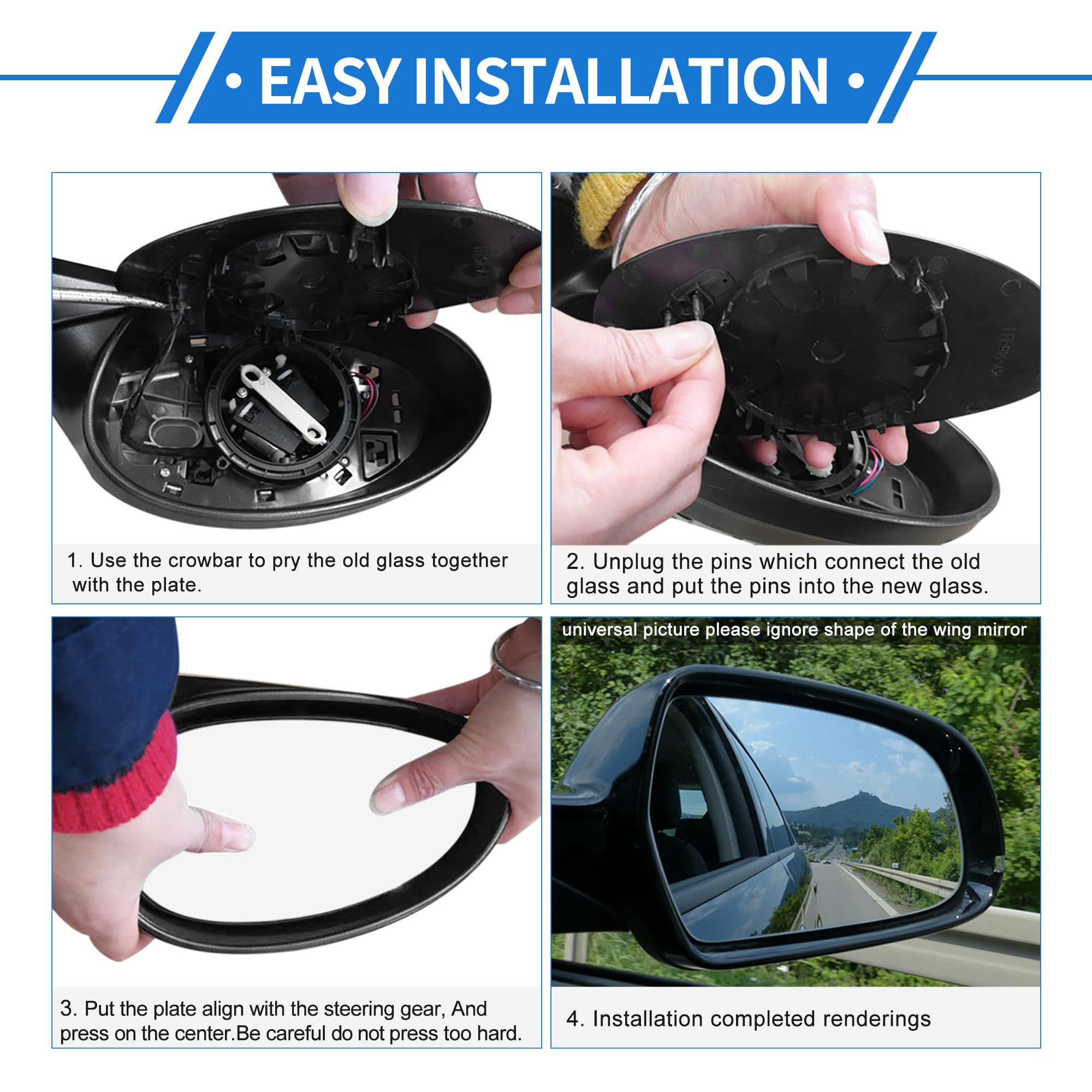 Motoforti Cristal Espejo Retrovisor Calefactable Para Kia Niro 16-21 1pc | Color Blanco, Material Vidrio Y Plástico, Ubicación Lado Izquierdo, Número De Pieza 87611G5030, Incluye Placa De Soporte