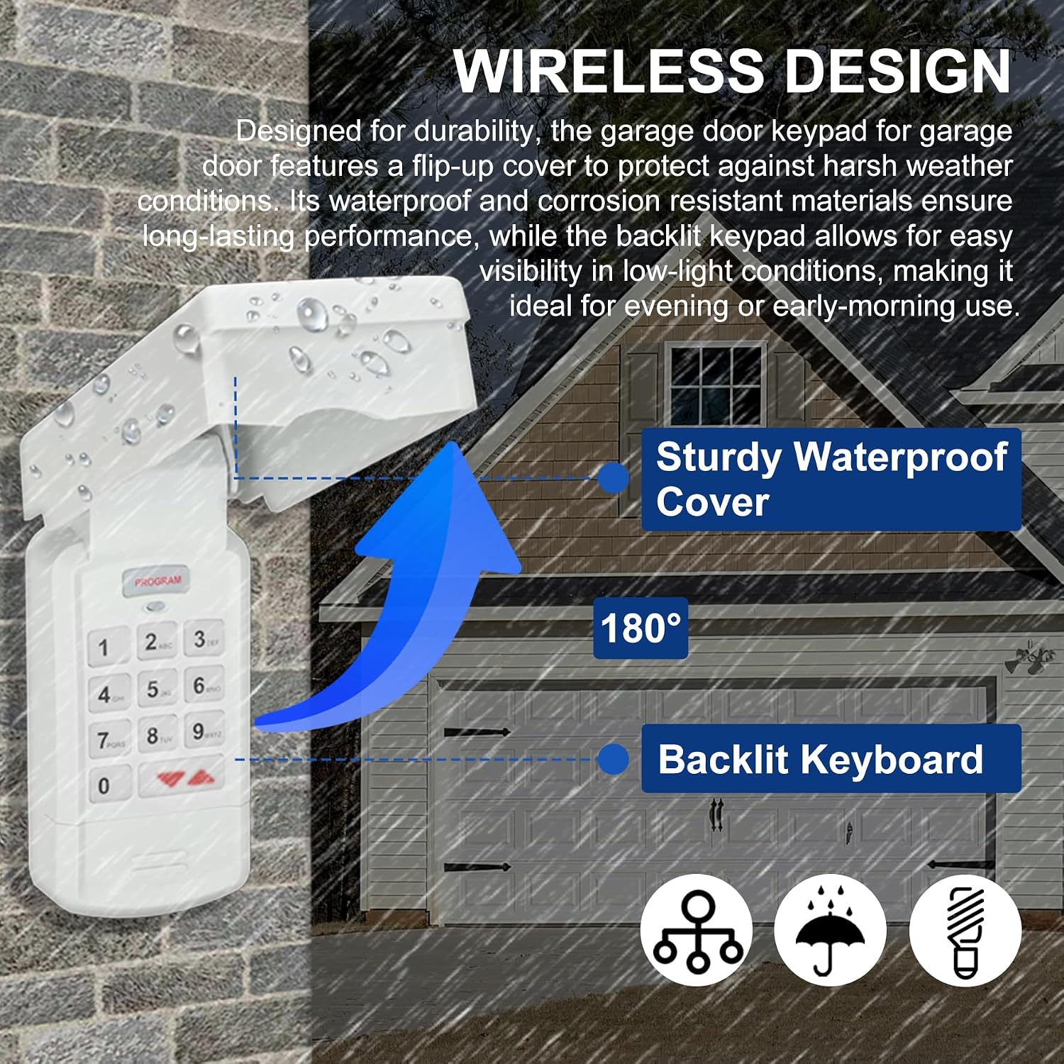 for Genie Garage Door Opener keypad & Remote Replacement, for All Genie/Overhead/Intellicode/DIP Switch Garage Door Openers, Wireless Keypad Keyless Entry, for Model GK-R/OKP-BX etc. Safe&SecureAccess
