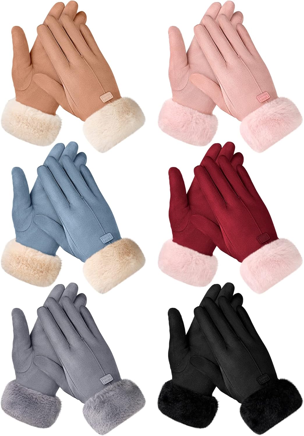 6 Pairs Winter Gloves Women Fur Texting Gloves Womens Gloves with