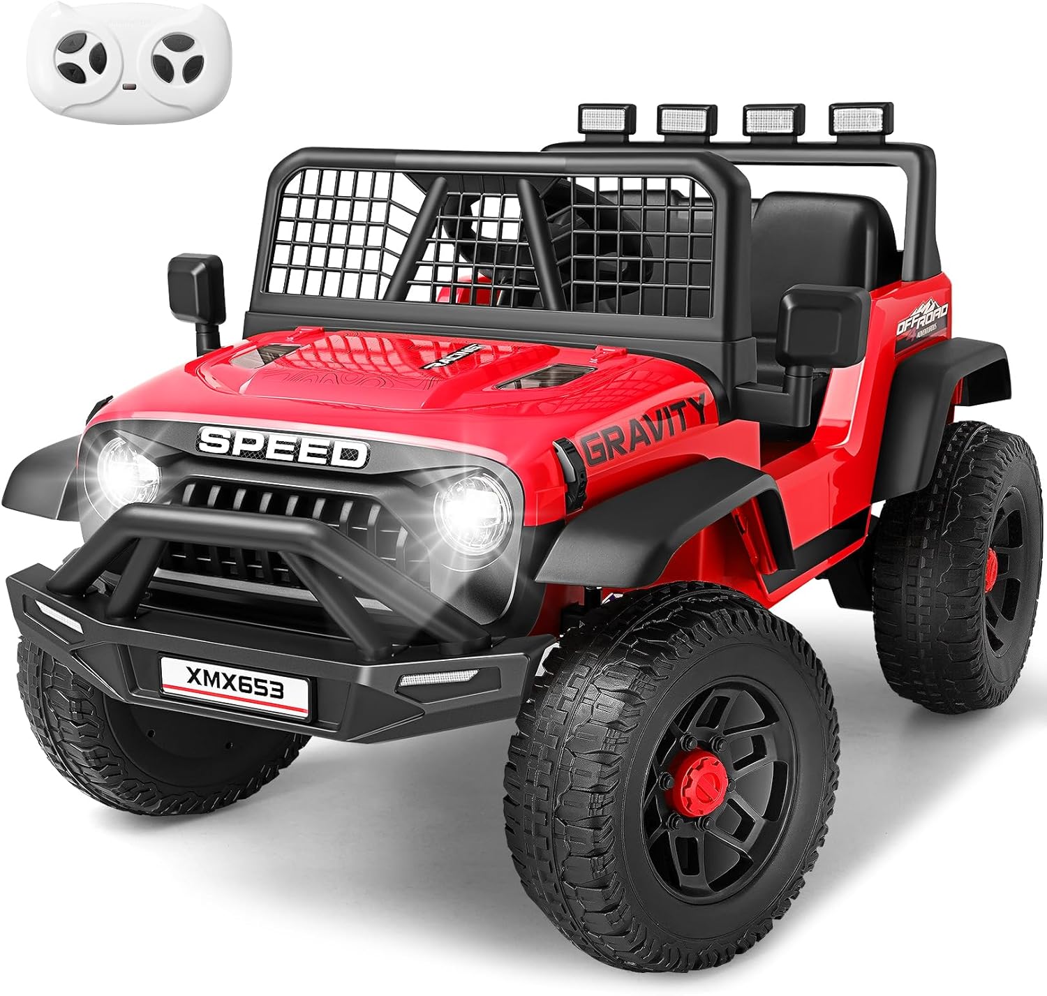 Hikole 24V Ride on Car with Remote Control, Toddler Electric Car, 2×100W Strong Motors, Shock Springs, Fast/Slow Speeds, Driving/Reverse, LED Light&Music&Horn&Bluetooth, 1 Wide Seat-Red