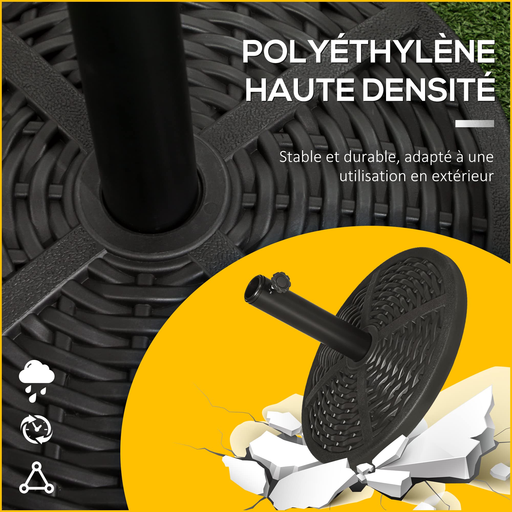 Outsunny Pied de Parasol Base de lestage Parasol Ø 45 x 33H Poids Net 9 kg Noir