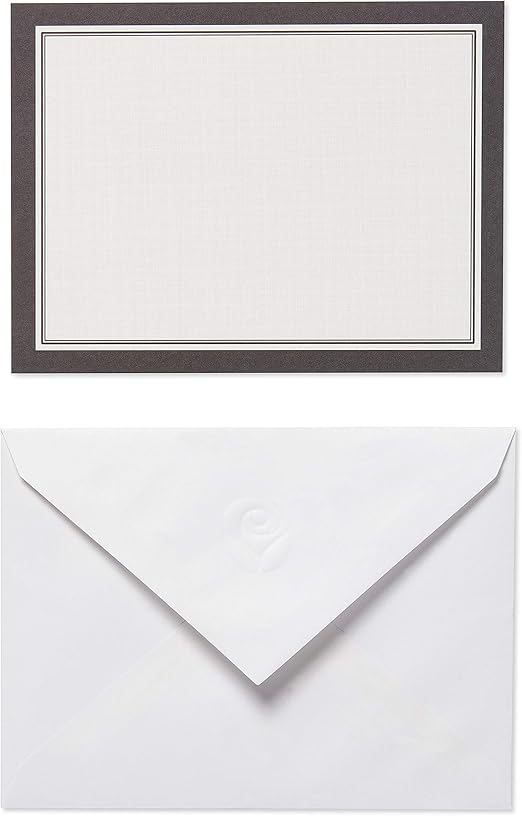 American Greetings Single Panel Blank Cards with Envelopes, White with Black Border (40-Count)