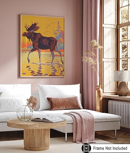 Miniatura 6 de Poster Master Póster vintage de alces  Estampado retro de alces en el moro  Arte de vida silvestre  Regalo para hombres, mujeres, veterinarios,