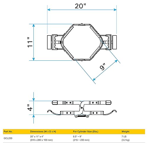 Miniatura 3 de Strong Hand Tools, Agarrador de gas, Levantador de cilindros de gas, (para cilindros de 8.5 "- 9"), GCL230