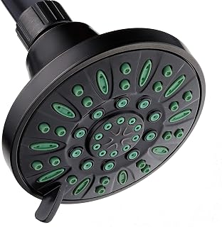 AquaDance Anti-Clog High-Pressure 6-setting Shower Head with Nozzle Protection from Growth of Grime for Stronger Shower! Oil-Rubbed Bronze Finish/Coral Green Jets