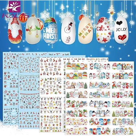 Amazon Kads クリスマスネイルシール4枚セット ネイル用水転写シール クリスマスツリー サンタクロース 可愛い雪だるま ネイルデザイン用品セット4個 セット1 Kads シール ステッカー 通販