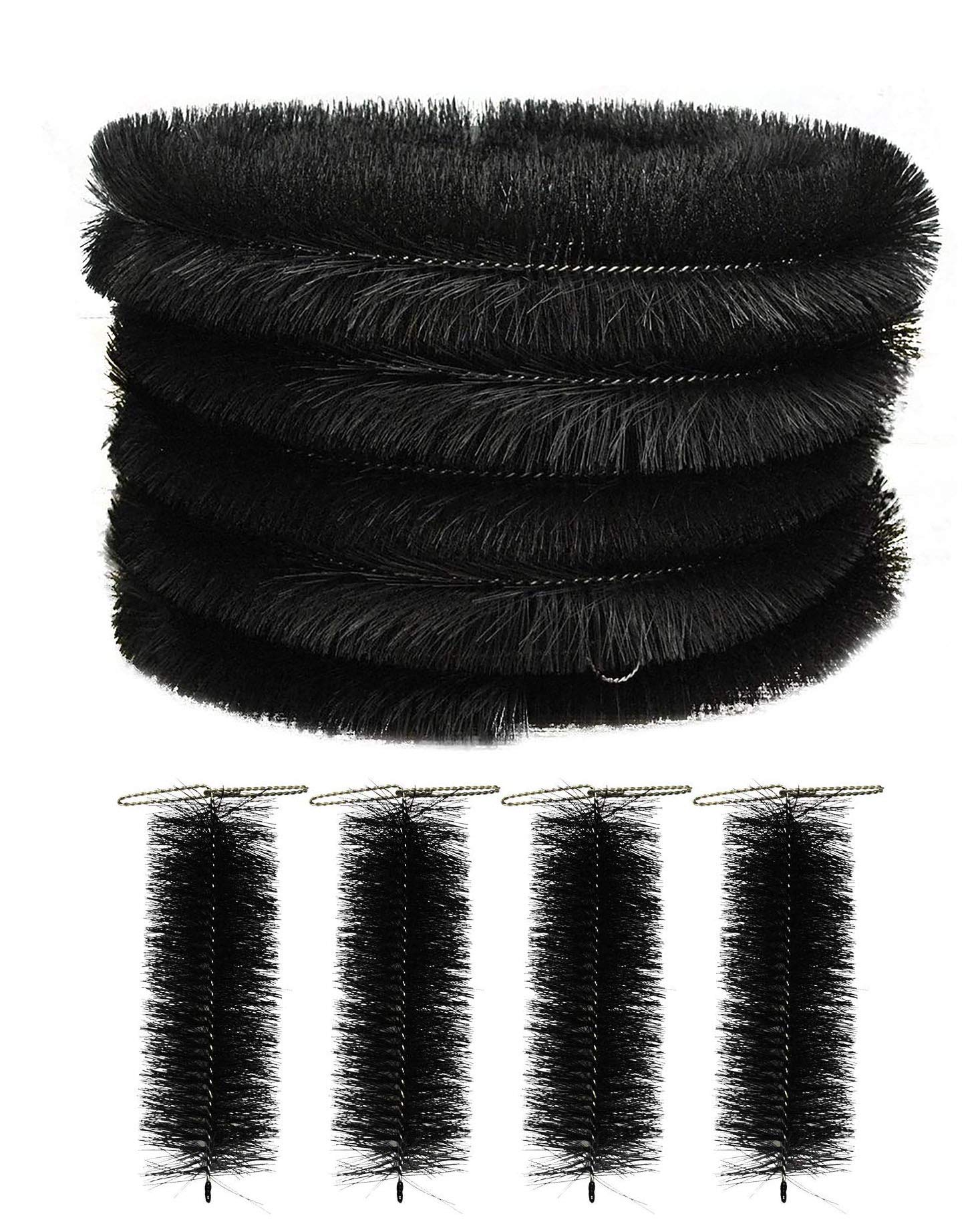 Selections Black 20 Metres Of Gutter Brush Leaf & Moss Guard Rolls (5 X 4M) With Pack Of 4 Drain Guard Plugs
