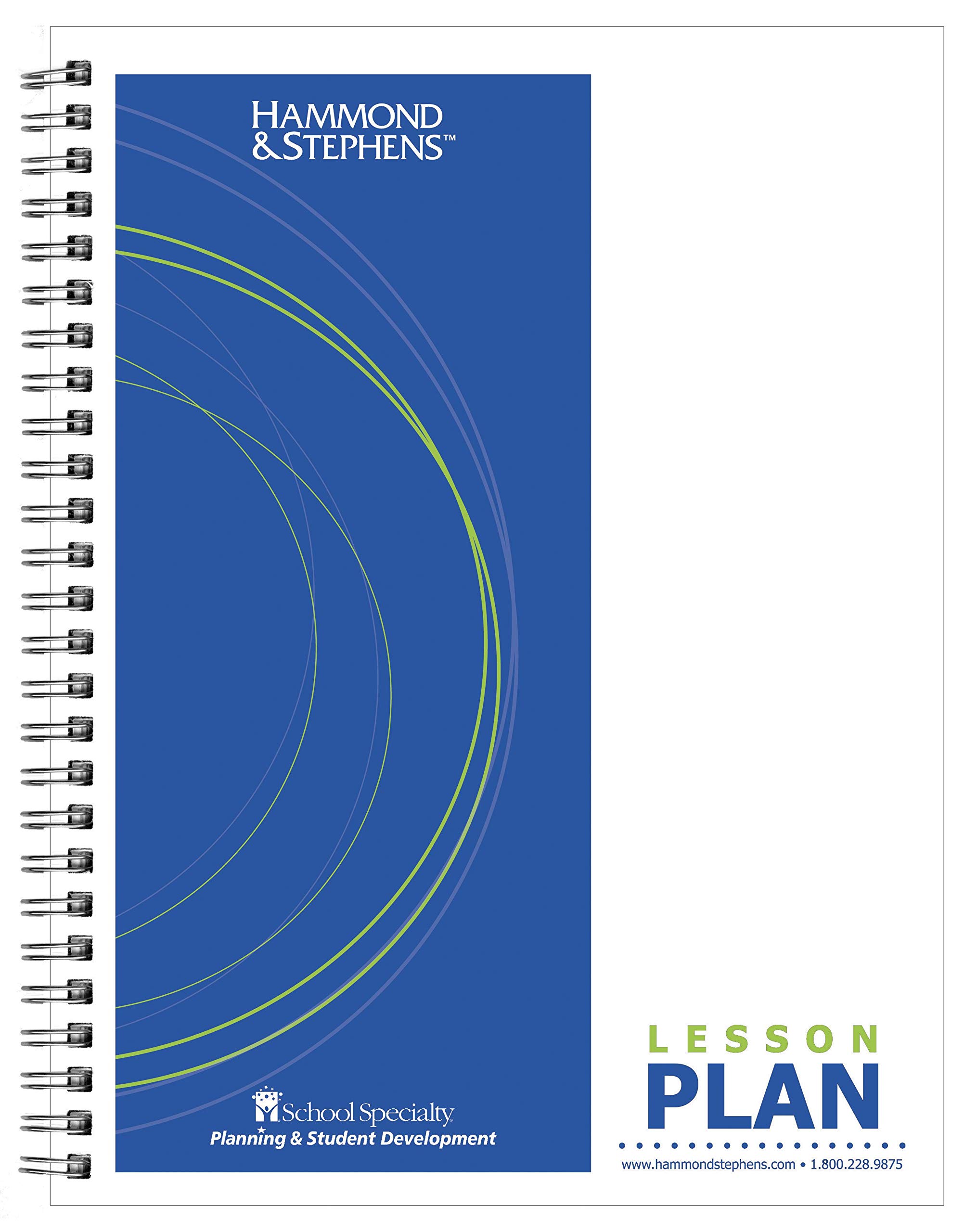 Bardeen Wire-O Bound Lesson Plan Book, PolyIce Cover, 11 x 14 in, 6 Subjects, Green/Blue