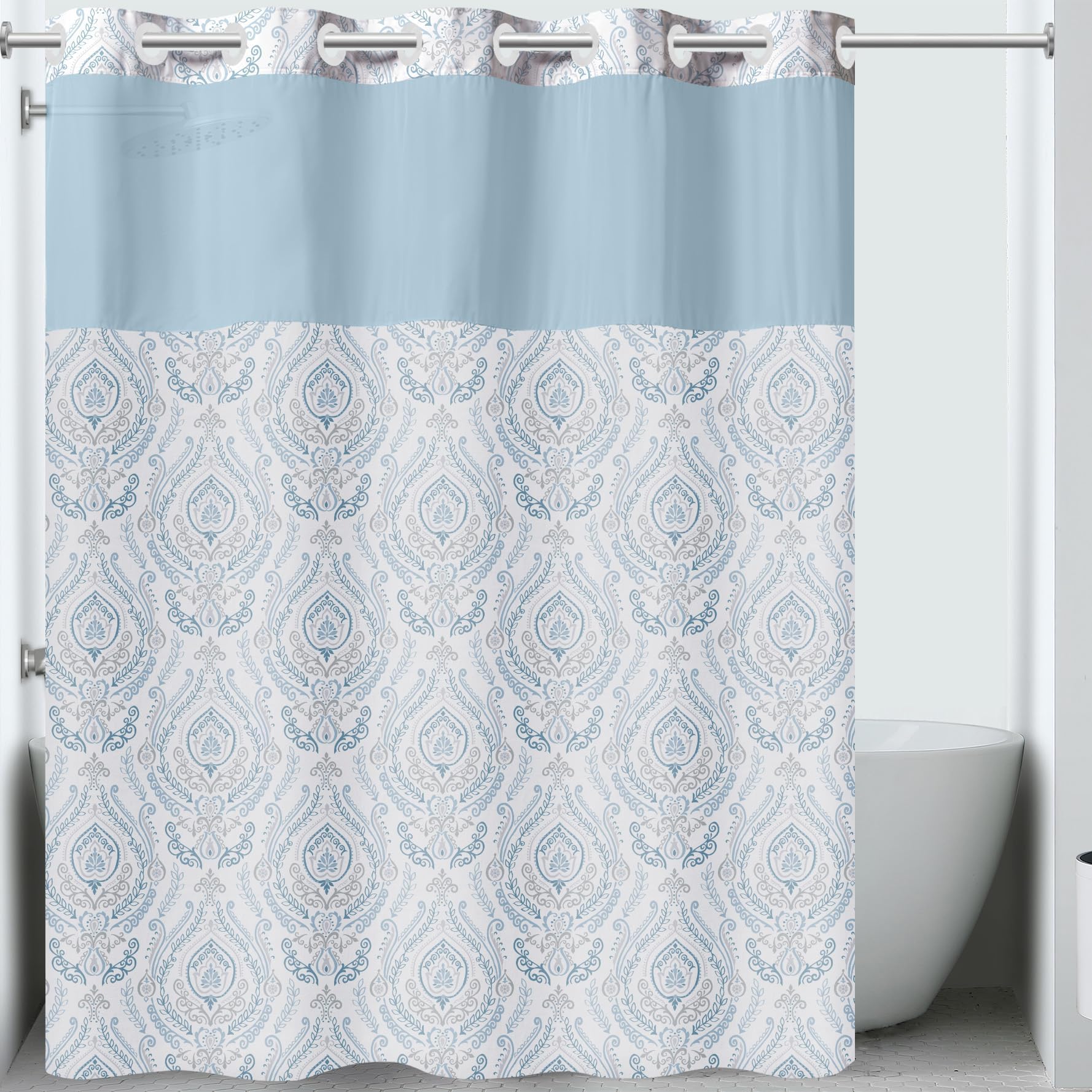 Hookless It’s A Snap! Waffle Shower Curtain, 3in1 Shower