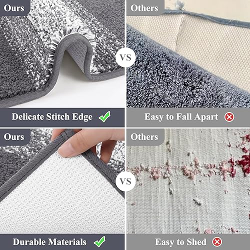 Miniatura 2 de Vaukki Juego de 5 alfombras de baño, antideslizantes, de microfibra peluda, absorbentes, lavables, para bañera (18 x 26 pulgadas + 20 x 32 pulgadas