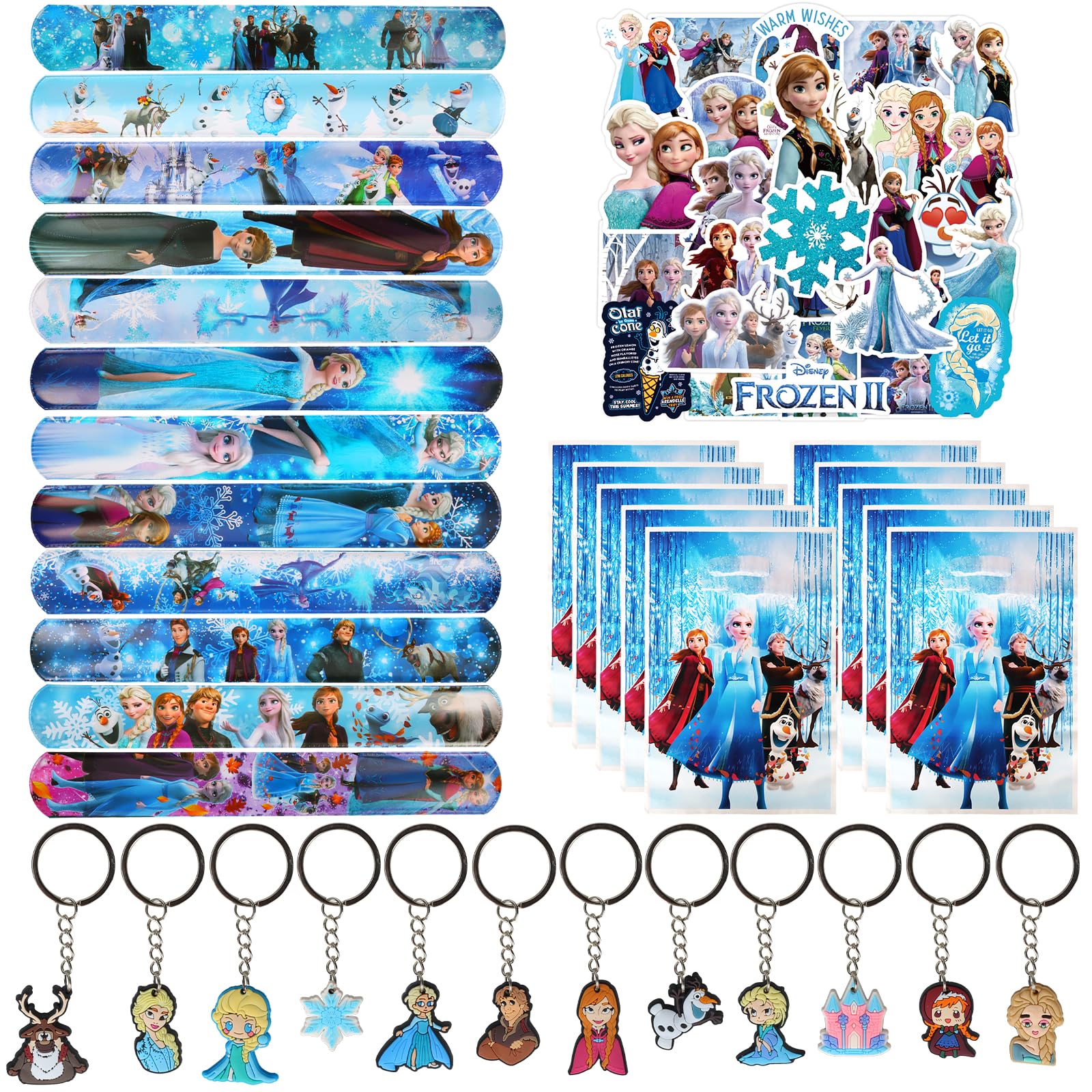 GUBOOM Frozen Fiesta Cumpleaños Niños Regalos, 84 Piezas Regalos para fiestas de Frozen, pulsera infantil Frozen,pegatina , llavero Frozen bolsa regalo Frozen, para fiestas de cumpleaños infantiles