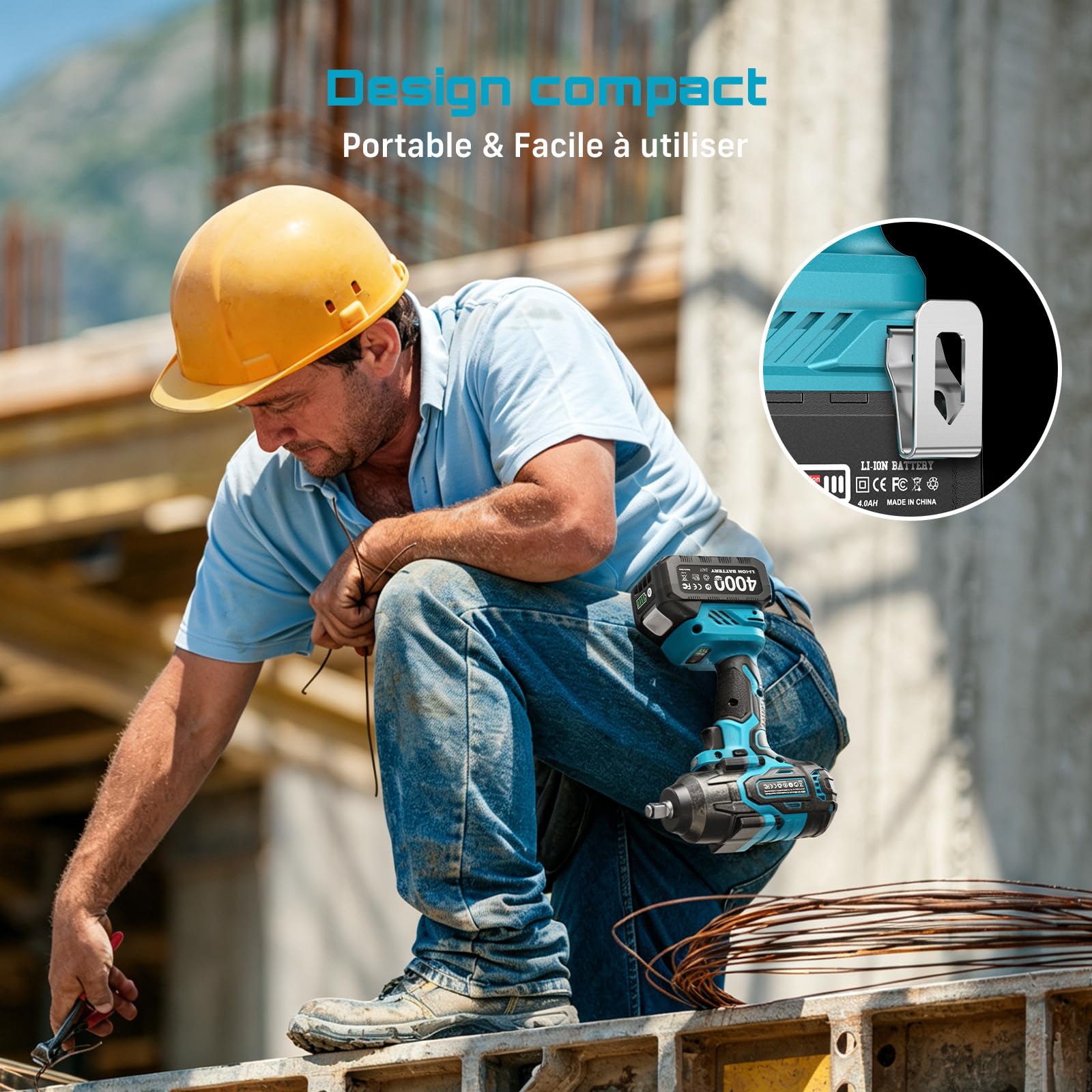 Seesii 1200 N·m Clé à Chocs Sans Fil Brushless, 1/2 pouce Boulonneuse a Choc Electrique avec 2x4.0Ah Batterie, Chargeur Rapide, Visseuse à Choc avec 5 Douilles pour la Voiture et la Maison