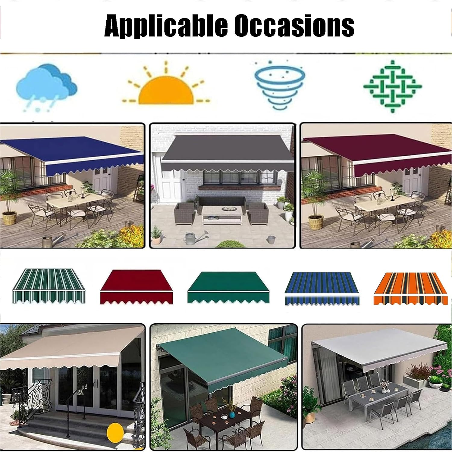 Retractable Awnings Patio Canvas (Fabric Only), Outdoor Stripe Awning Deck Cover Replacement Fabric, Sun Shade Cover Canopy Cloth 100% Polyester for Balcony Yard(Size:6.6x5ft,Color:Pink and White)