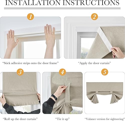 Miniatura 13 de RYB HOME Cortinas de privacidad para puerta francesa, rica textura de lino, cortinas para oscurecer la habitación, cortinas y cortinas