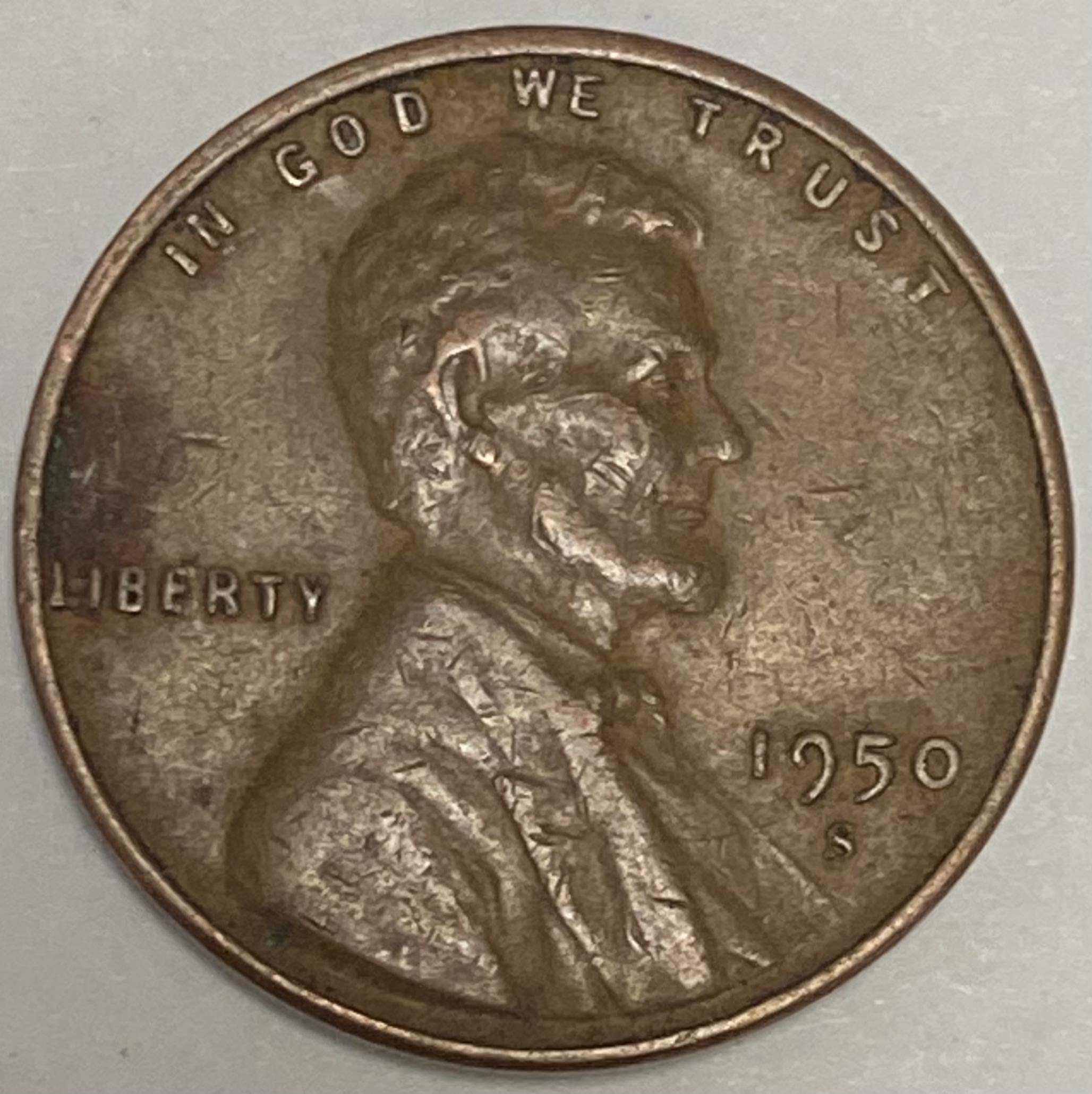 1950 S Lincoln Wheat Penny Average Circulated Good to Fine at 