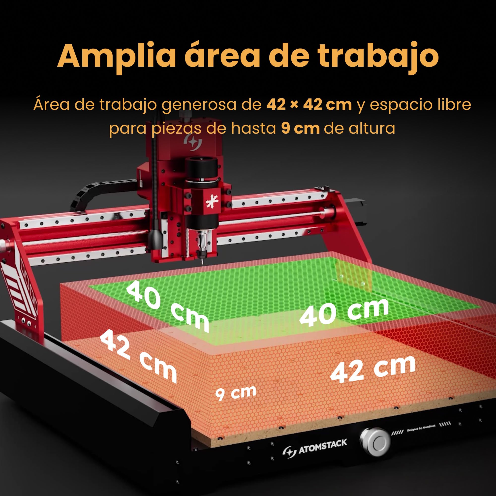 ATOMSTACK C4 Pro Fresadora CNC de Escritorio, Máquina CNC con Husillo 200W, Soporte 4 Ejes, Área de Trabajo 420×420mm, Control Offline, para Madera, Plástico, Aluminio, Latón, DIY y Profesional