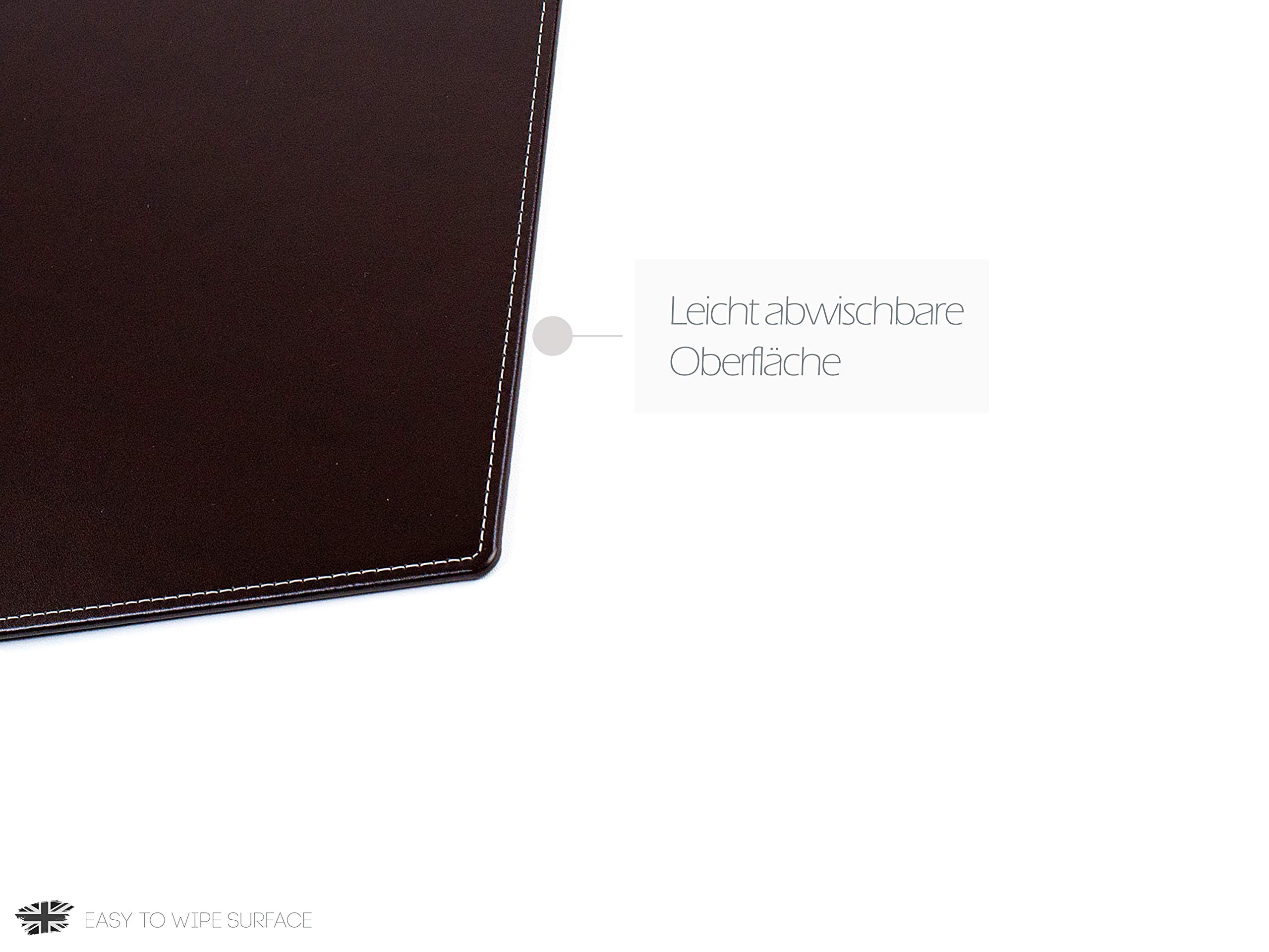 DELMON VARONE - Personalisierbare Schreibtischunterlage XL Cambridge Top Grain Leder braun, Rutschfeste Echtleder Schreibunterlage abwaschbar, Schreibtisch Unterlage geeignet als Mousepad, 65 x 45 cm