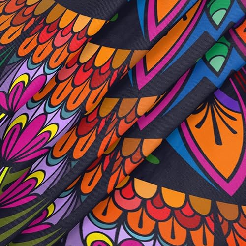 Miniatura 4 de cfpolar Mantel redondo de mandala con borde elástico, mantel lavable y lavable con estampado floral étnico colorido, mantel de poliéster