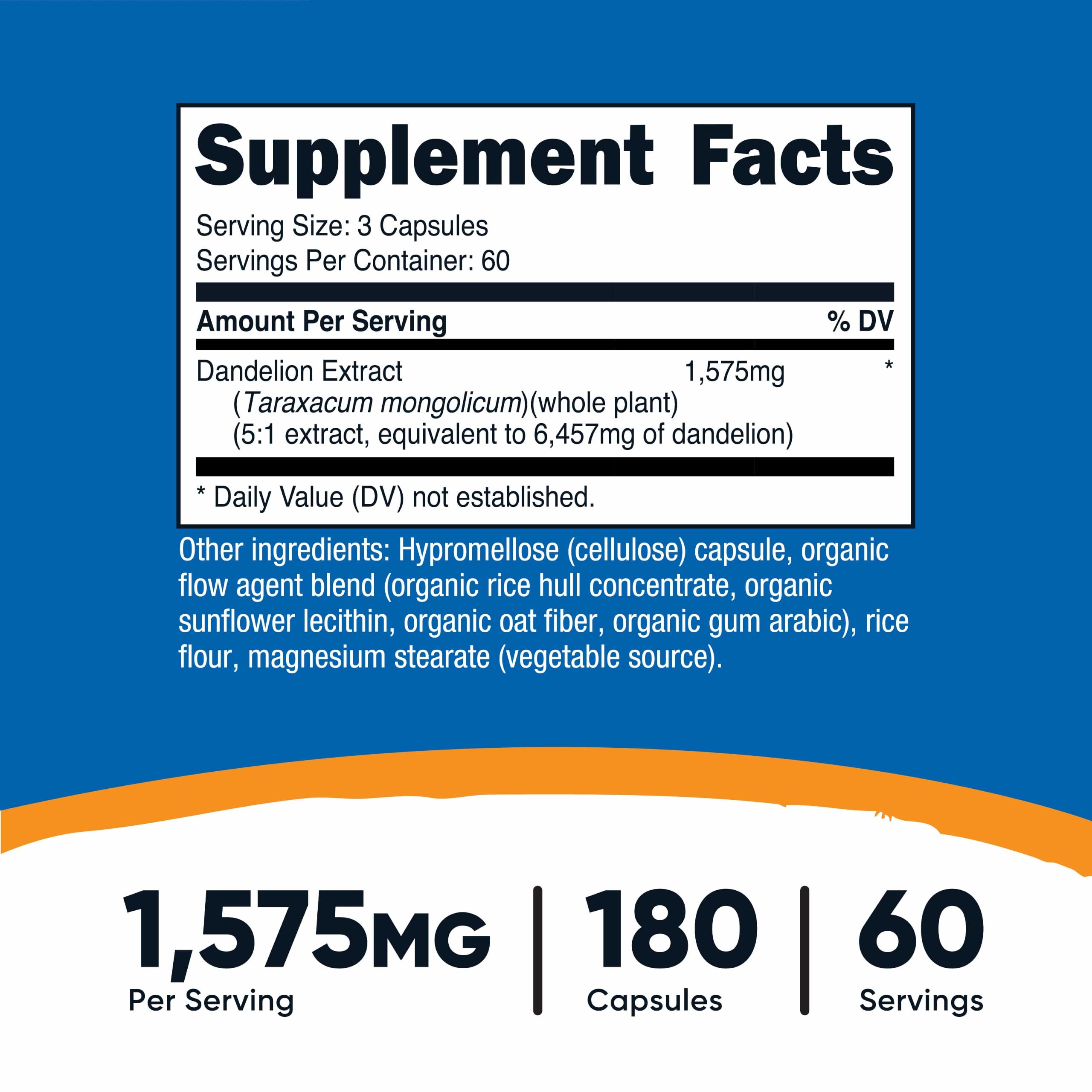 Nutricost Dandelion Extract 180 Capsules for 60 Servings Per Bottle — Amazon image 2