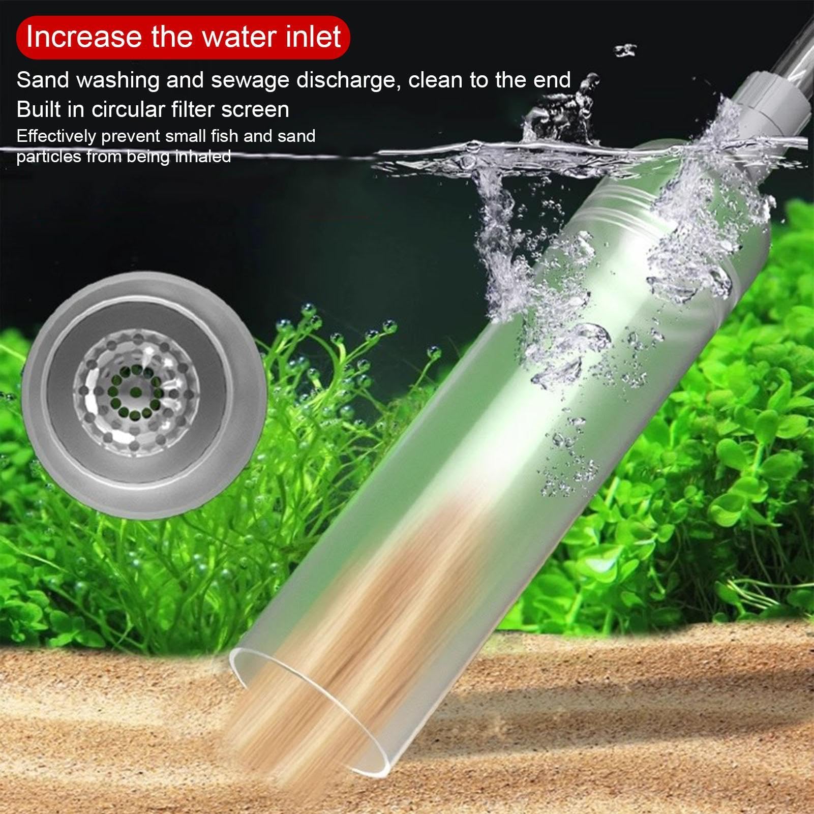 Fish Tank Vacuum - Siphon Water Changer, Aquarium Cleaning Tool with Strong Suction Flow, Easy Gravel Cleaner, Fish Turtle Tank Kit, Changing Pump Water for Saltwater Aquariums