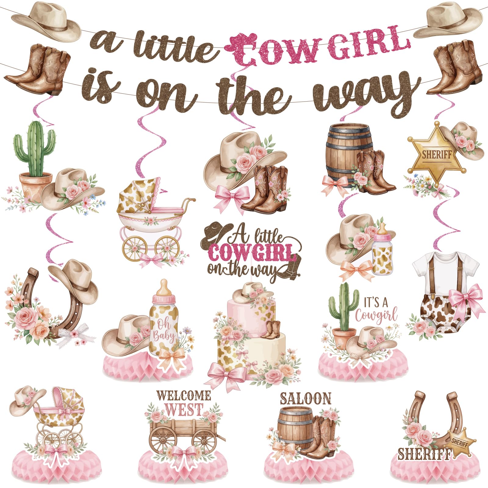 Baby Shower Decorations Party Supplies - Cowgirl Baby Shower Banner Decor