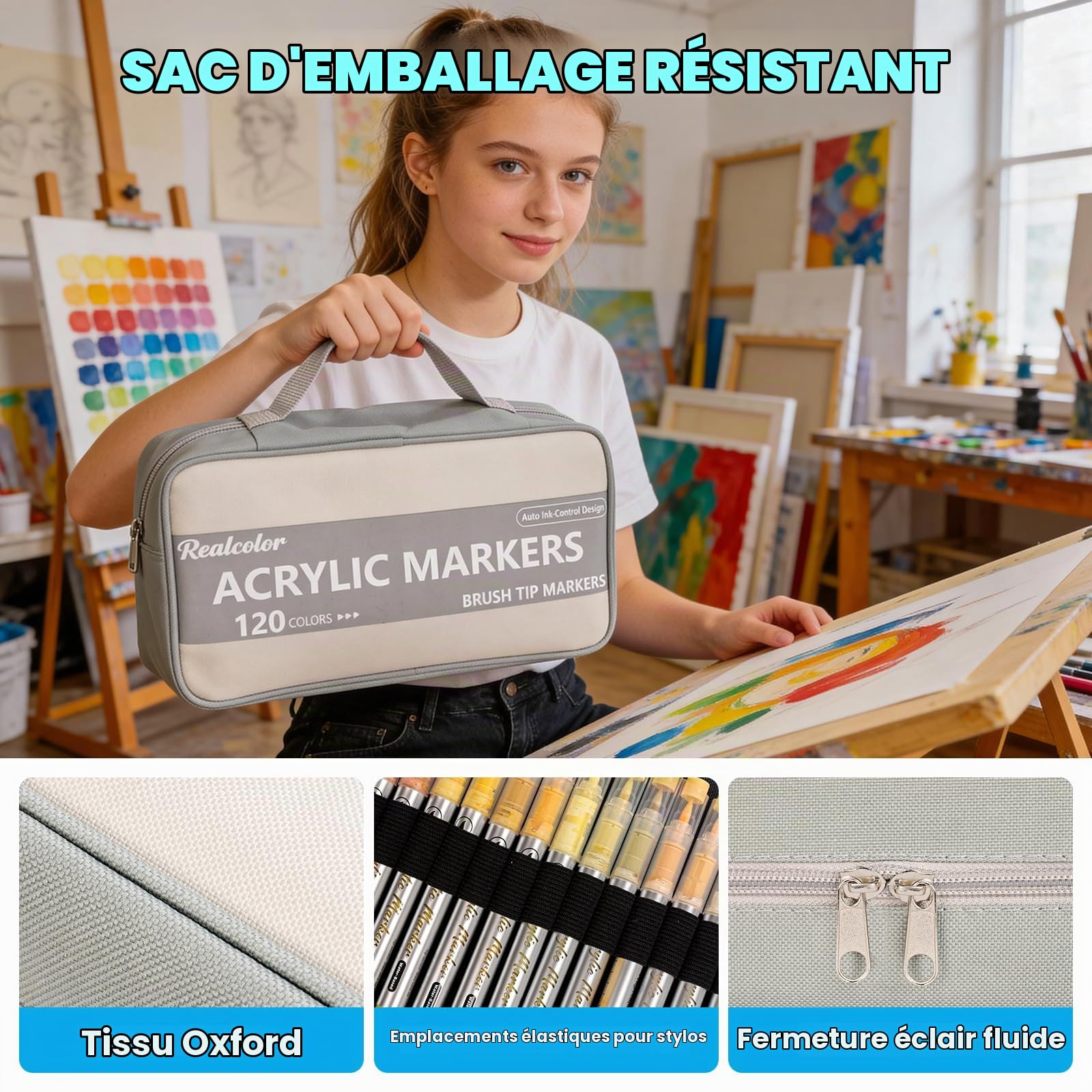 Marqueurs de peinture acrylique 168 couleurs, stylos de peinture acrylique à pointe brosse douce pour bois, pierre, toile, verre, tissu, œuf, peinture sur roche et loisirs créatifs, non