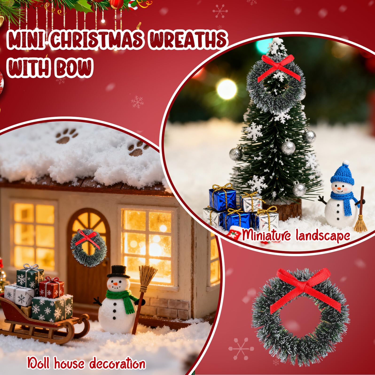 20 Piezas Guirnaldas Navideñas Mini Decorativas para Puertas y Casas de Muñecas Guirnaldas Simuladas para Decoración Navideña Festiva