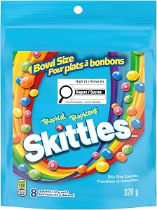 SKITTLES, Tangy Tropical Chewy Candy, Bowl Size Bag, 320g