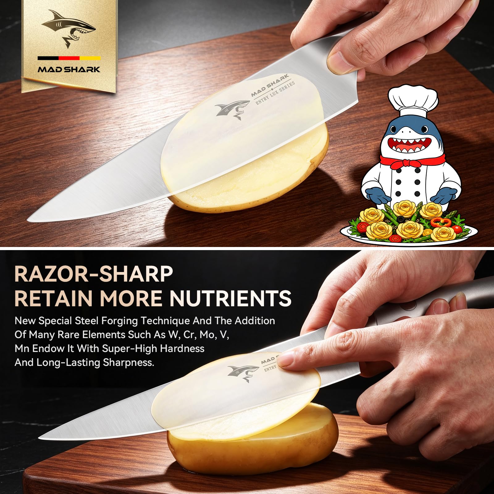 MAD SHARK 8 Inch Chef Knife, Professional Ultra Sharp Kitchen Knife — Amazon image 3