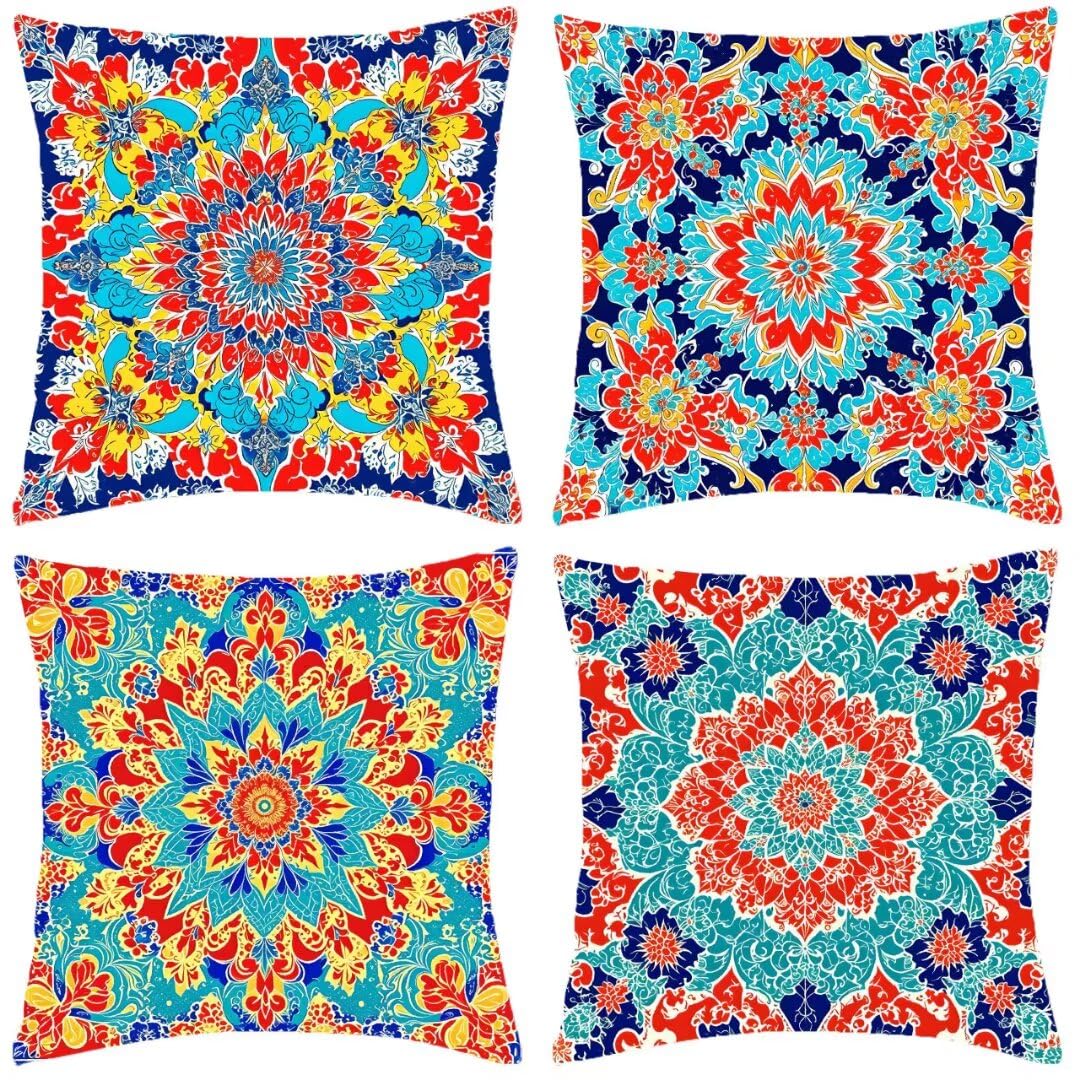 Fundas Cojines 50x50cm Juego de 4 Fundas de CojíN de Lino Chic Funda Cojines de Sofá, Fundas de Cojines Funda de Almohada Cuadrado Decorativa Cojín de Sofá para SofáS, Camas, Sillas, Jardín, Coch
