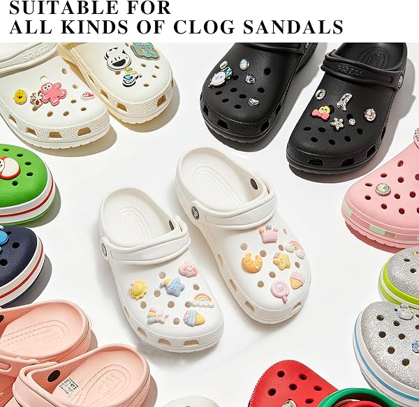 Lot de 12 badges à paillettes pour chaussures Crocs Charms PVC compatibles avec sabots sandales, broches Crocs pour enfants filles et femmes Ensemble de connecteurs pour décoration de chaussures - 5