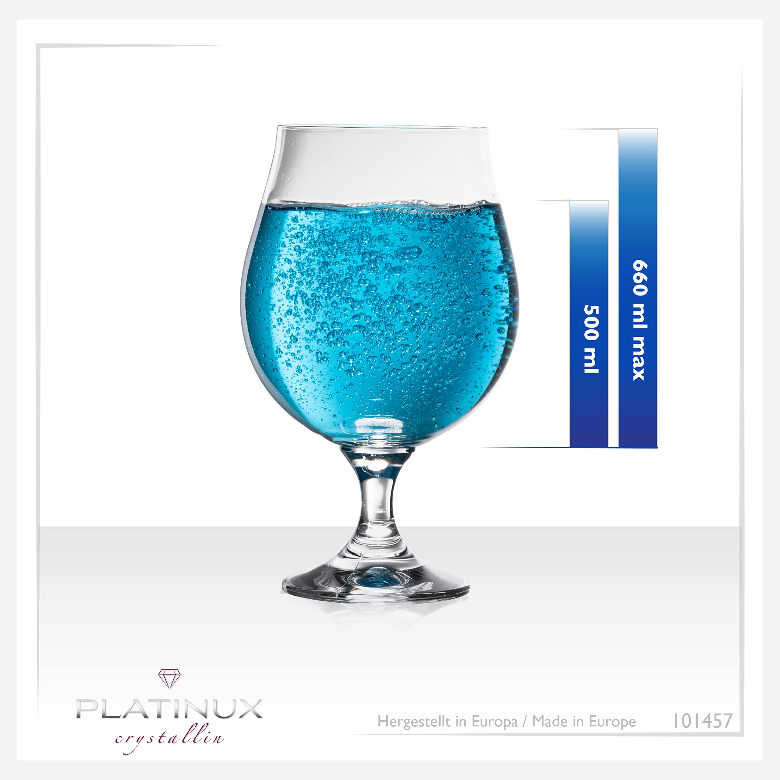 PLATINUX Bicchieri da birra 500 ml (max. 660 ml), set da 6 bicchieri da birra in vetro Crystalline