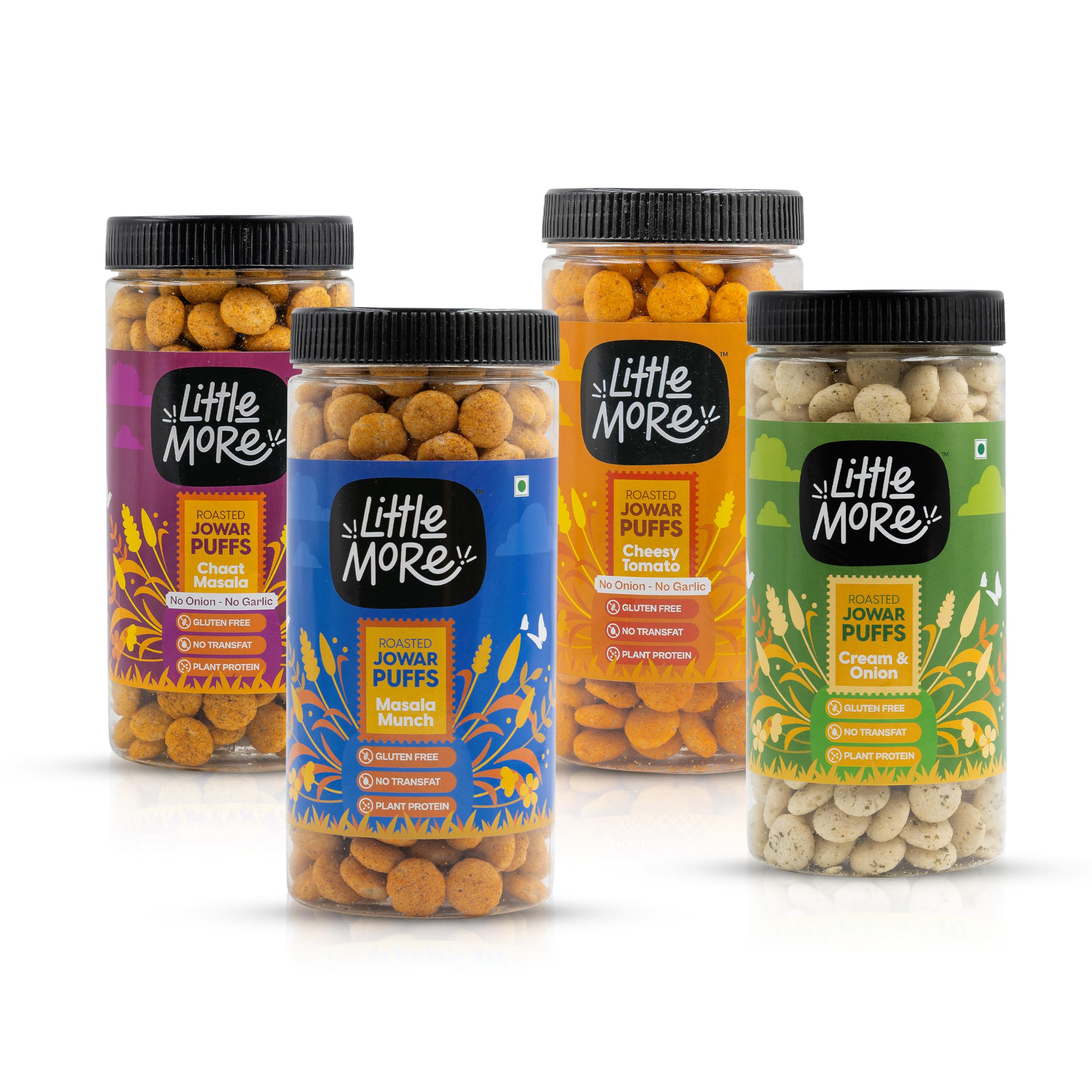 Little More Roasted Jowar Puffs | Made with Jowar Flour | Perfect for Snacking | Pack of 4, 75Grams each(Cream & Onion X 1, Masala Munch X 1, Chaat masala X 1, and CheesyTomato X1.) (B0DC4CXG9J) Amazon Price History, Amazon Price Tracker