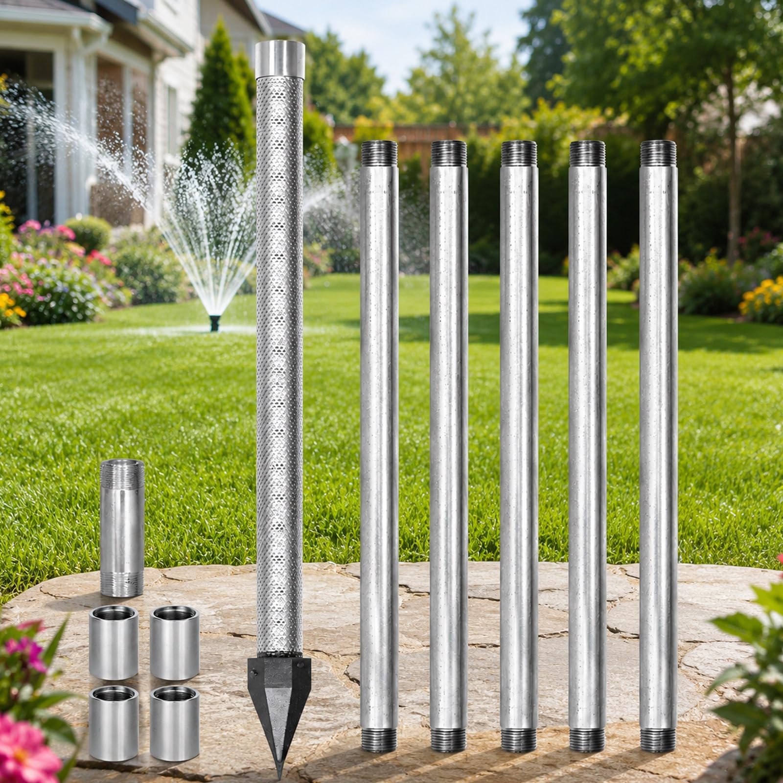 Punta filtrante 1-1/4 NPT con Malla INOX 60 Mesh 5PipeKit | La malla fina ayuda a reducir arena y sedimentos gruesos, bomba y herramientas de instalación no incluidas