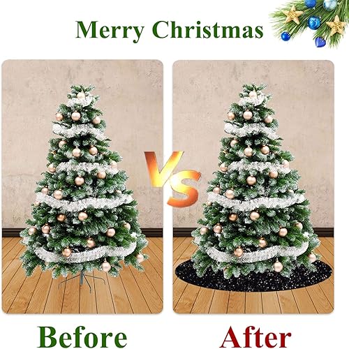 Miniatura 142 de Falda de árbol de Navidad, falda de árbol de lentejuelas rosadas, falda de árbol de terciopelo de 36 pulgadas de diámetro, faldas redondas de árbol