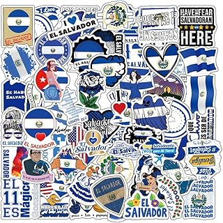 63Pcs El Salvador Stickers Pack, SV Aesthetic Graphic Vinyl Waterproof Sticker Decals for Water Bottle,Laptop,Phone,Skateboard,Scrapbooking,Bumper Choice for Fans for Party Supply