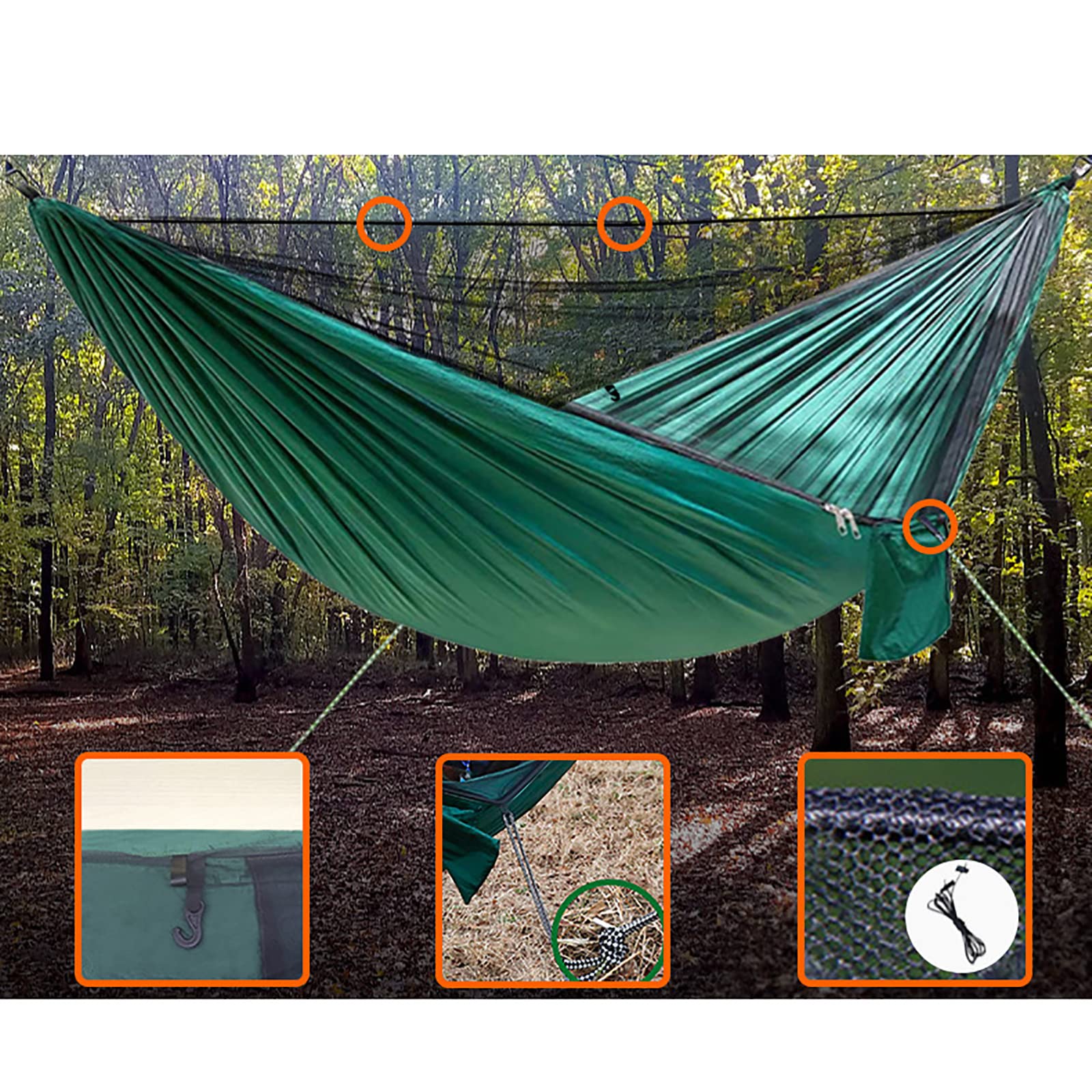 Hamak, 260 cm × 140 z siatką i plandeką namiotową Ultralekki