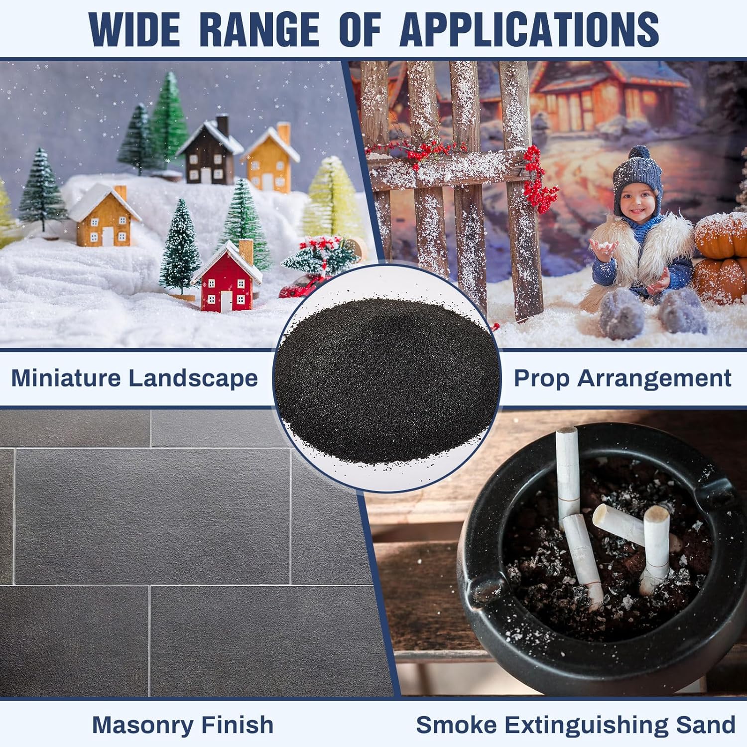 Sasylvia 5 Pack 10.65 lb Sand Station Black Silica Sand Refill for Indoor and Outdoor Facilities Fireplace Arts Crafts Gardening